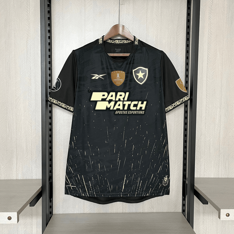 Camisa Reebok Botafogo 24/25 Casa -  Preta e dourado (Com todos patrocinadores)