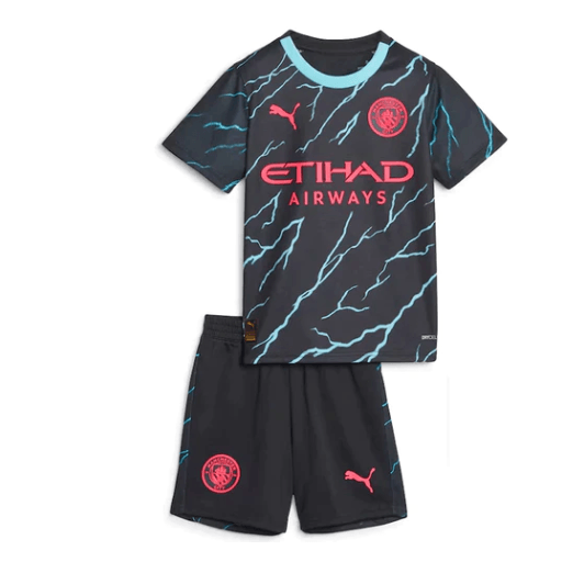 Conjunto Infantil Manchester City Third 23/24 - Preto